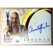 LEE Christopher as Saruman Lord of the Rings: FotR - Genuine Signed 2001 TOPPS Trading Card