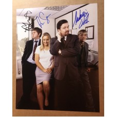 The OFFICE Cast Signed In Person 10x8 Photo x3 Ricky Gervais UACC COA